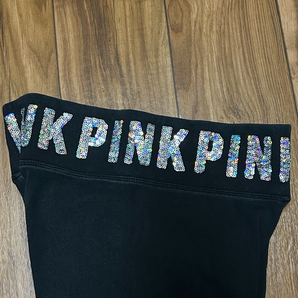 PINK VS TROPICAL HIBISCUS FLORAL BLING LEGGINGS - Picture 5 of 8